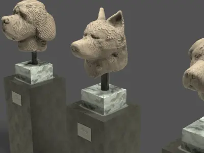 Sculpture pet collection Low-poly 3D model