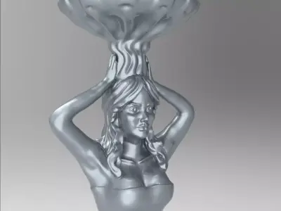 Elegant Standing Woman Candlestick Holder 3D print model