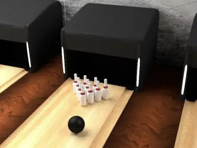 Bowling scene Fully Textured Animated  3D model