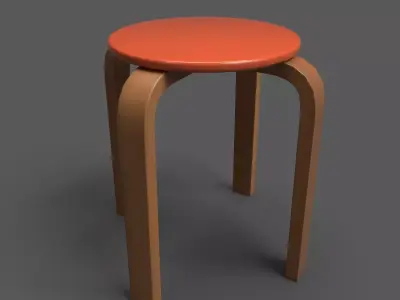 QuadStool 35cm Low-poly 3D model