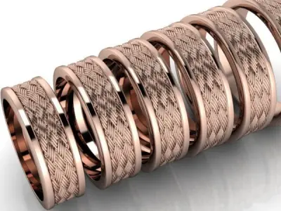 Modern Mens Textured Wedding Band USA Size 7 to 12 3D print model