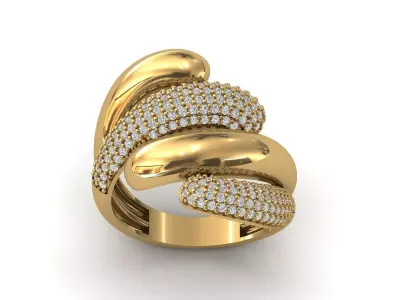 STL 3DM Print Ready Women Diamond Ring Lightweight Printable  3D print model 64