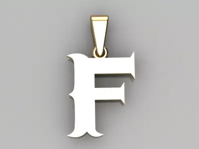 F alphabate pendant  3D print model