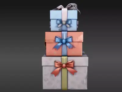 Stacked Gift Boxes 3D Model Christmas Present Decor Low-poly 3D model