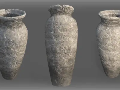 3 Vase for Games Low-poly 3D model