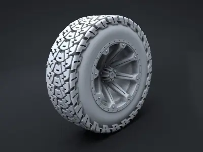 Truck Wheel and Tire 3D Print 3D print model