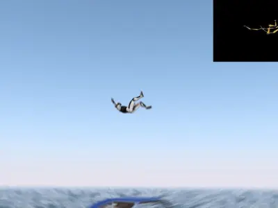 impact person flying in sky 3D model