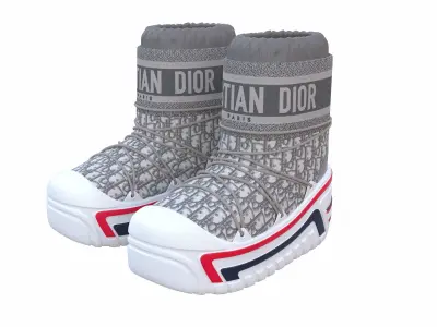 Dior Alps Snow Ankle Boots Gray Low-poly 3D model