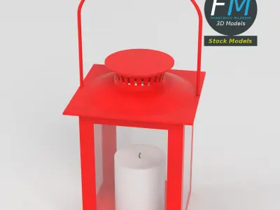 Lantern with candle 3 3D model