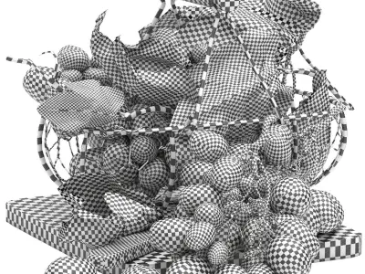 basket of grapes fruit 3D model