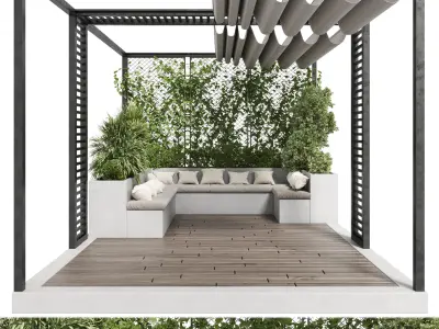 Landscape furniture with pergola and roof garden 27 Low-poly 3D model