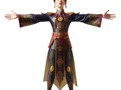 Regal Attire Character Model Pack with Ornate Design Low-poly 3D model