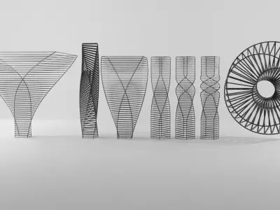 Abstract Wire Sculpture Low-poly 3D model