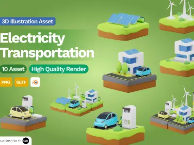 3D Electricity Transportation 3D model