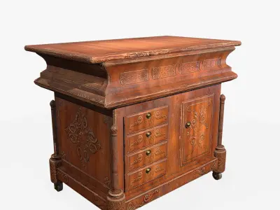 Antiquare small Commode Low-poly 3D model