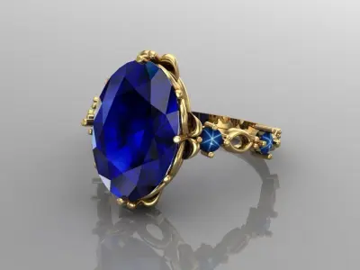 Oval Diamond Ring Light Weight tmr 3D print model