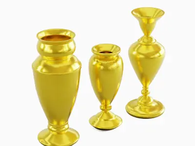 Antique Golden Vases 02 Low-poly 3D model