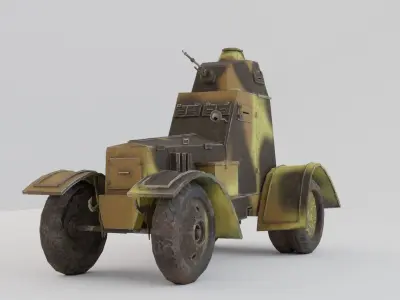 WZ34 Armored Car PBR Game Ready VR AR low-poly 3d model Low-poly 3D model
