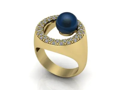 Ring with pearls 3D print model