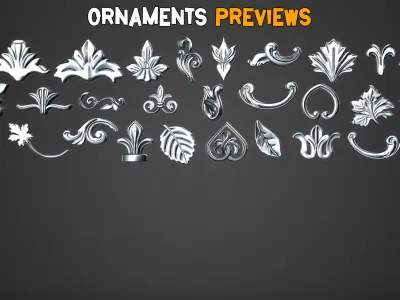 150 Premium Ornamental Brushes  and  IMM  Vol 35 Low-poly 3D model