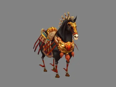 Cartoon Mount - Ancient War Horse Low-poly 3D model