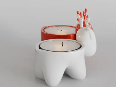 Charming Reindeer Tea Light Holder Set 3D print model