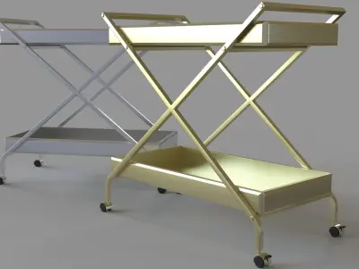 Kerwin Bar Cart Chrome And Gold 3D model