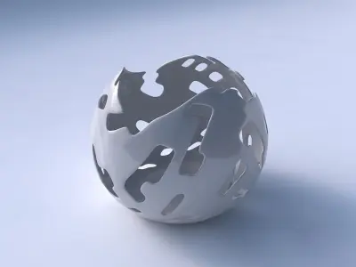 Bowl Spheric wavy with smooth cuts 3D print model