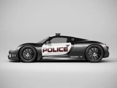 Porsche 918 Spyder Police - Lowpoly Low-poly 3D model