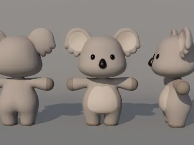 Rigged Cartoon Koala Low-poly 3D model
