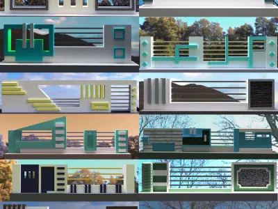 12 Modern Attractive 3D Parapets 3D model