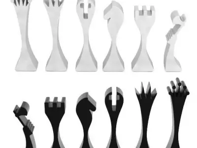 Columbian Aluminium Chess set 3D model