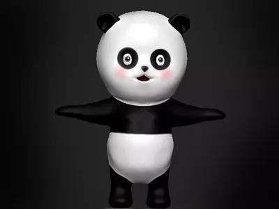 Cartoon Panda 3D Model Low-poly 3D model