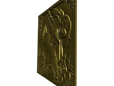 Japanese anime girl with flowers5 CNC 3D model 3D print model