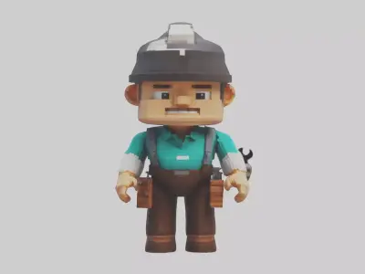 Voxel Engineer 1 Low-poly 3D model