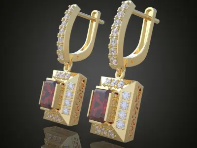 Earring 3D model 3D printable model 0057 3D print model