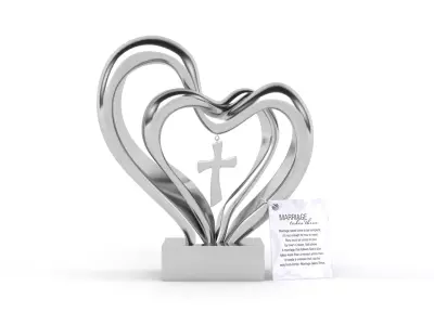 Double Heart Wedding Cross 3D model purchase