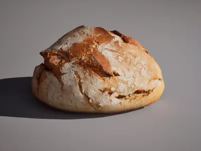 Wheat bread model 5K triangles 4K PBR textures Low-poly 3D model