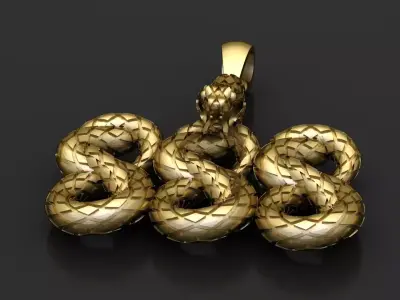 GOLDEN SNAKE PENDANT 3D PRINTABLE MODEL  3D print model