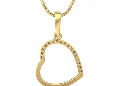 Solitaire Women HEART Pendant 3dm STL OBJ FBX Renders Details 3D print model buy