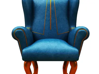 Armchair wing chair Low-poly 3D model