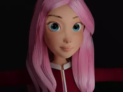 Cartoon Girl 3 Low-poly 3D model