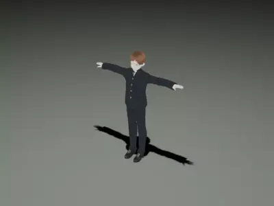 Anime Man Character - Maid Style Low-poly 3D model