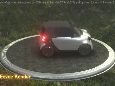 City Car 76 Small Type-E Silver Low-poly 3D model