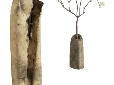 Dry Bouquet Pottery Pot 3D model