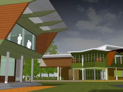 Office extension and bridge linkage  3D model
