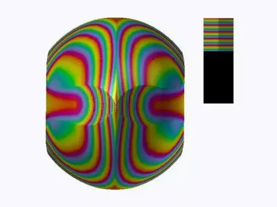 High poly Gomboc rainbow colored ball with stripe in middle Free 3D model