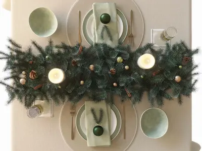 New Years table setting 3D model purchase