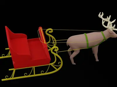 Christmas Mini Sleigh Low-poly 3D model