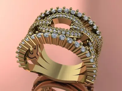 Elegant Jewelry Ring Gold Brand Luxury 3D print model
